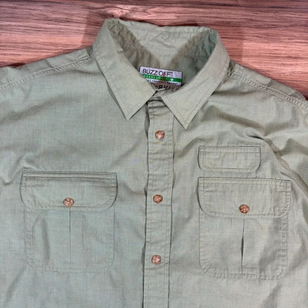 Orvis Buzz Off Insect Shield Shirt Mens XL Sage Green Long Sleeve Fishing Hiking - Picture 6 of 9